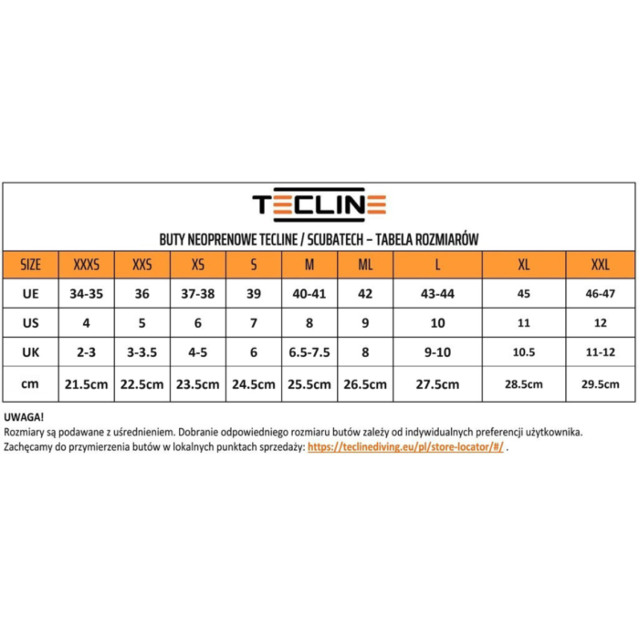 TECLINE buty neoprenowe 5 mm TECLINE buty neoprenowe 5 mm