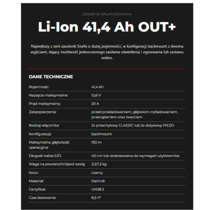 Bateria SeaYa Li-Ion 41.4Ah dwa wyjścia (7) Bateria SeaYa Li-Ion 41.4Ah dwa wyjścia (7)