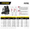 Jacket nurkowy Cressi Patrol tabela rozmiarów